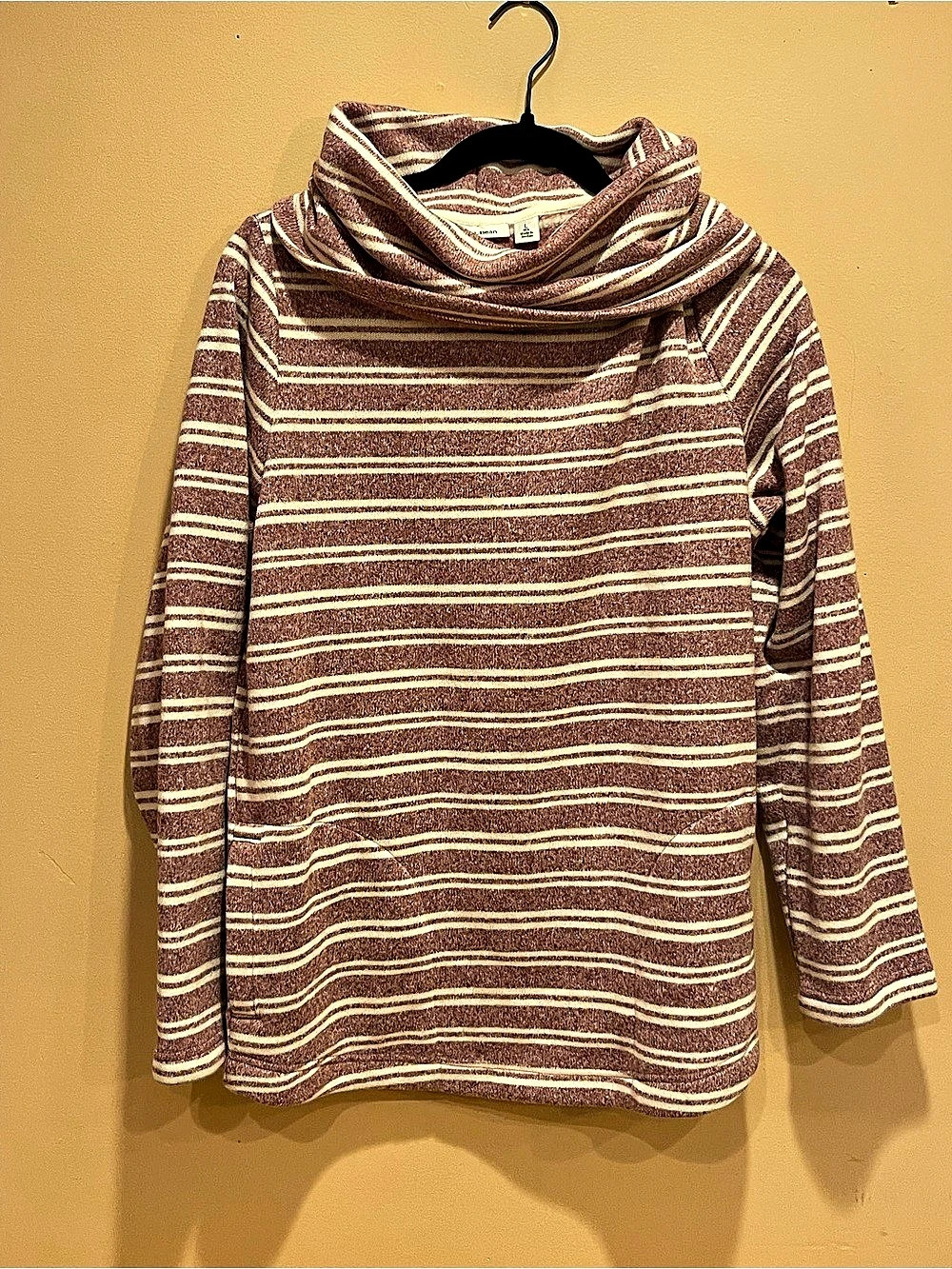 LL Bean Striped Cowl Neck Tunic Sweater Pink Size Large